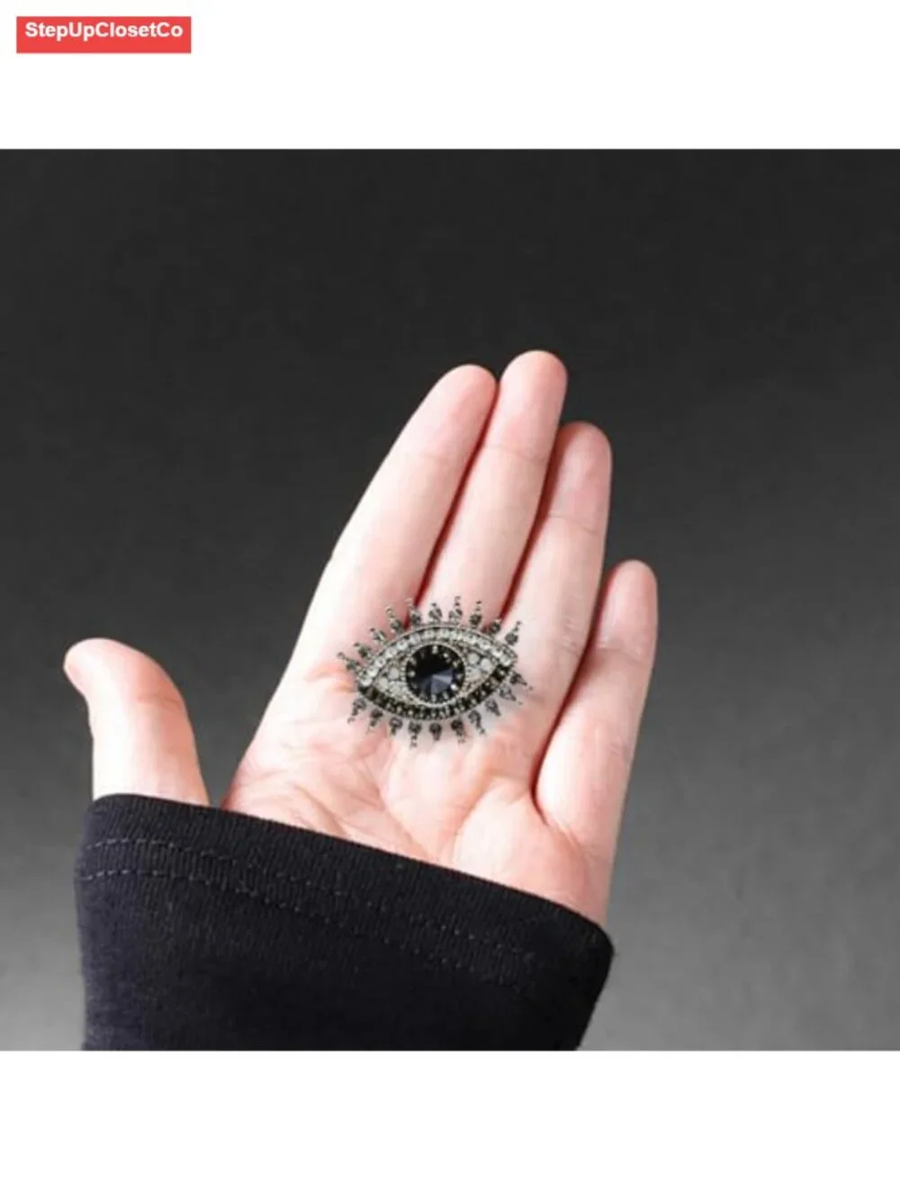 Gold Plated Crystal Evil Eye Brooch Pin Women's Lucky Charm Jewelry